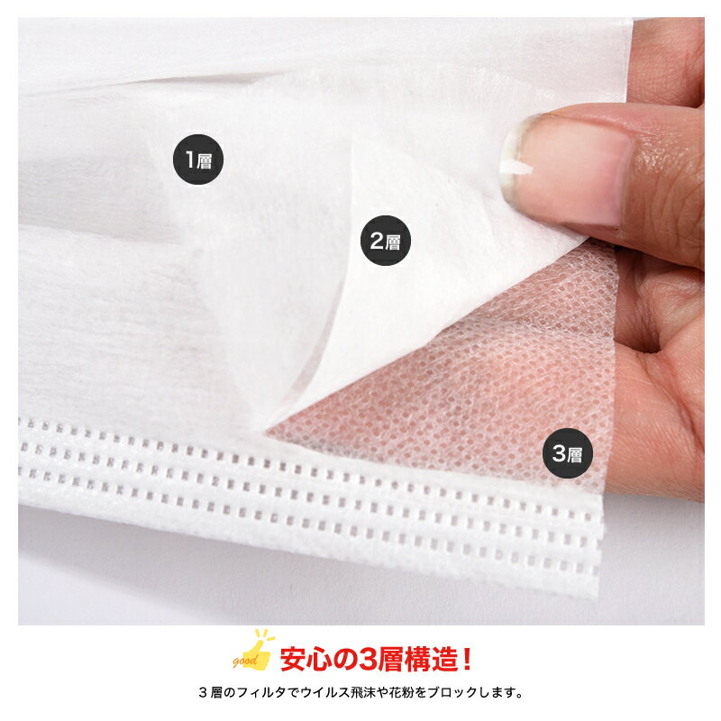 送料無料 不織布マスク 使い捨てマスク 50枚入り プリーツ式 3層構造 3層フィルター ノーズワイヤー 白 青 レギュラーサイズ 大人用 飛沫 防塵 男女兼用 ユニセックス レディース メンズ 女性用 男性用 婦人用 紳士用 50枚セット ホワイト ブルー
