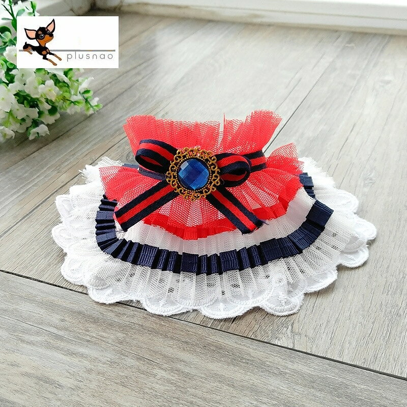 かわいいペット用のチョーカー 【サイズについて】 XS：レース部分15*10cm　首周り15-20cm S：レース部分20*10cm　首周り20-25cm M：レース部分25*10cm　首周り25-30cm L：レース部分30*10cm　首周り30-40cm XL：レース部分40*10cm　首周り40-65cm