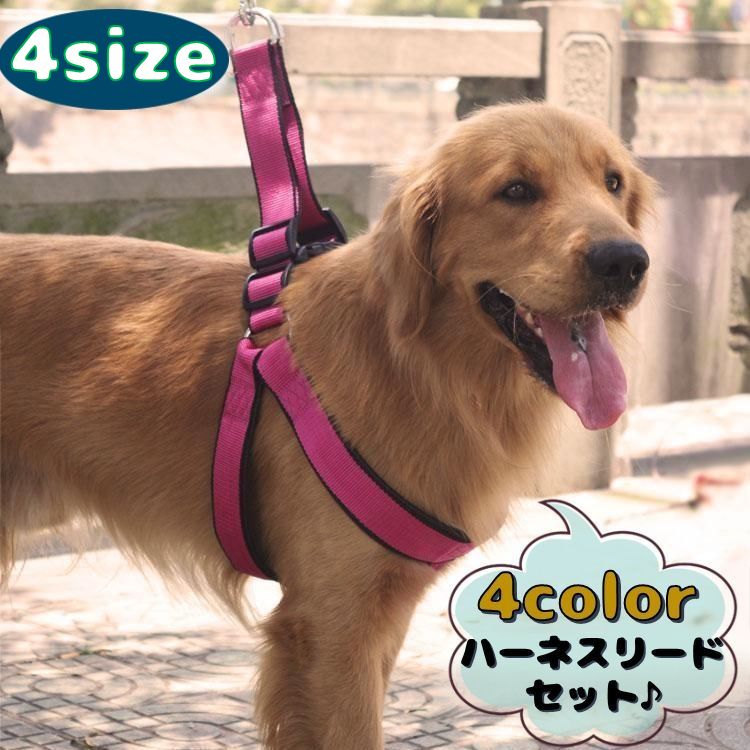 ペット用のハーネスとリードの2点セットです。 首を締め付けにくい人気のハーネスタイプ。 毎日のお散歩がもっと楽しくなりますね♪ 【サイズについて】 画像をご参照下さい。 【素材について】 PP他
