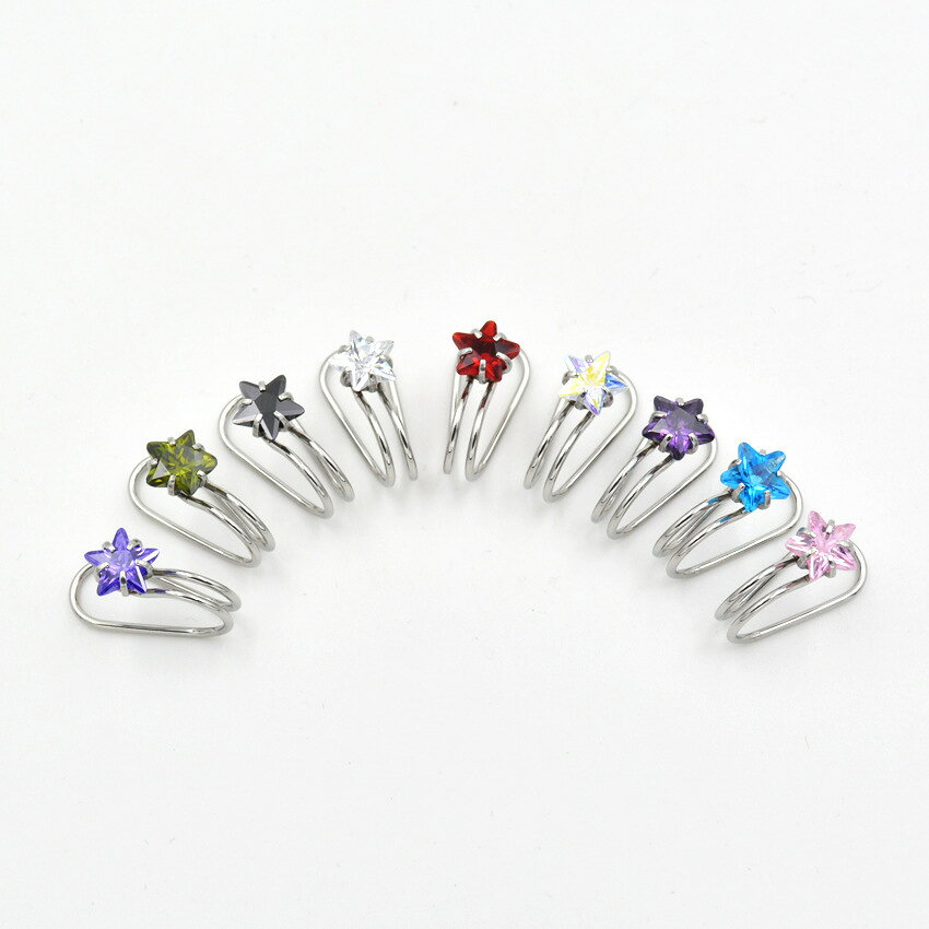 LaForestのイヤーカフ イヤーカフス レディース 女性 1個 単品 片耳 アクセサリー ノンホールピアス イヤークリップ 痛くない 挟むだけ 開けない ラインストーン ビジュー スター 星 ホワイト ピンク ブラック ブルー カジュアル シンプル かわいい おしゃれ 上品 大人可愛い｜アングル3
