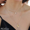 送料無料 ネックレス レディース 女性 アクセサリー ファッション雑貨 フェイク2連 チェーン フェイクパール ゴールドカラー シンプル 華やか エレガント き...