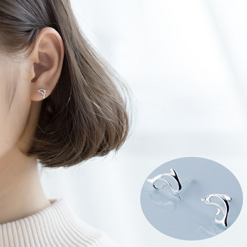 送料無料 スタッドピアス アクセサリー レディース 耳飾り キャッチピアス 小ぶり かわいい キュート イルカ プレゼント ギフト 贈り物 いるか ドルフィン 女性用 婦人用 ファッション小物