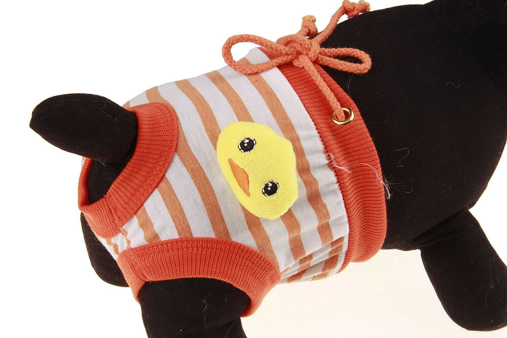 LaForestのペット用 犬用 サニタリーパンツ マナーパンツ 生理用パンツ オムツカバー パンツタイプ ウエスト紐 ボーダー柄 アニマル柄 ヒート 月経 粗相防止 ズレ防止 ドッグウェア マスコット付き S M L XL 超小型犬 小型犬 可愛い かわいい 雌犬 メス 女の子 イヌ用 いぬ用｜アングル3
