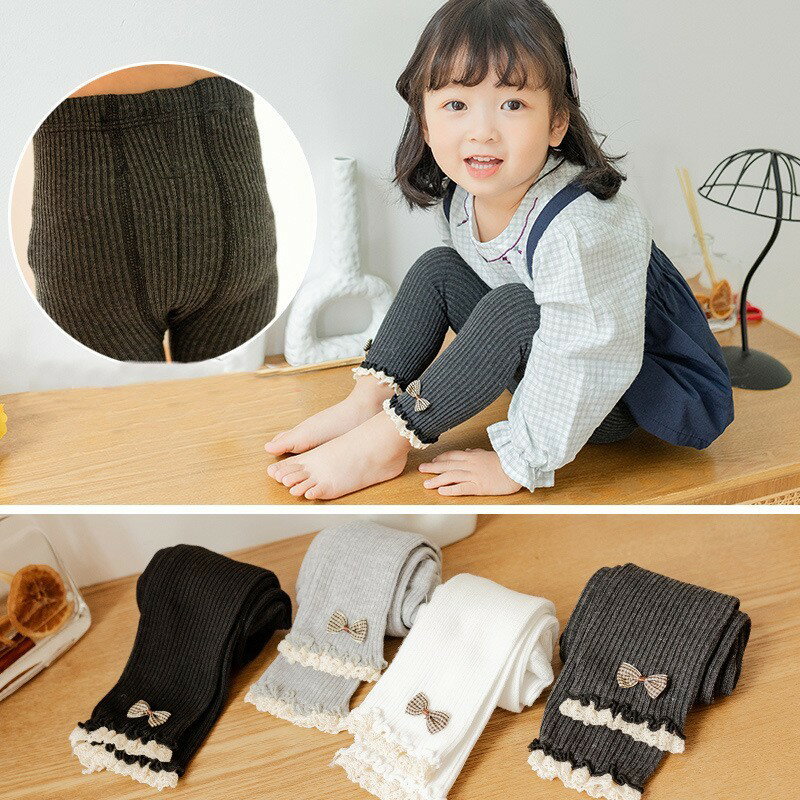 送料無料 レギンス 子供服 ベビー キッズ 女の子 スパッツ 9分丈 レース リブニッ...