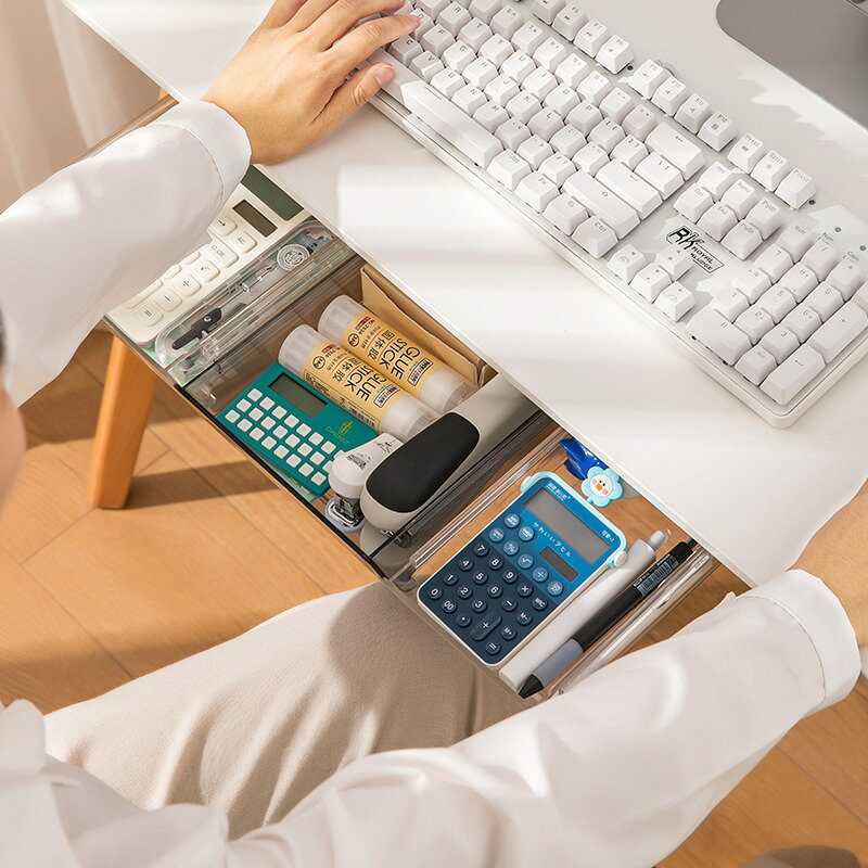 送料無料 引き出し デスク下 収納ボックス 単品 後付け 取付け簡単 粘着テープ ス...