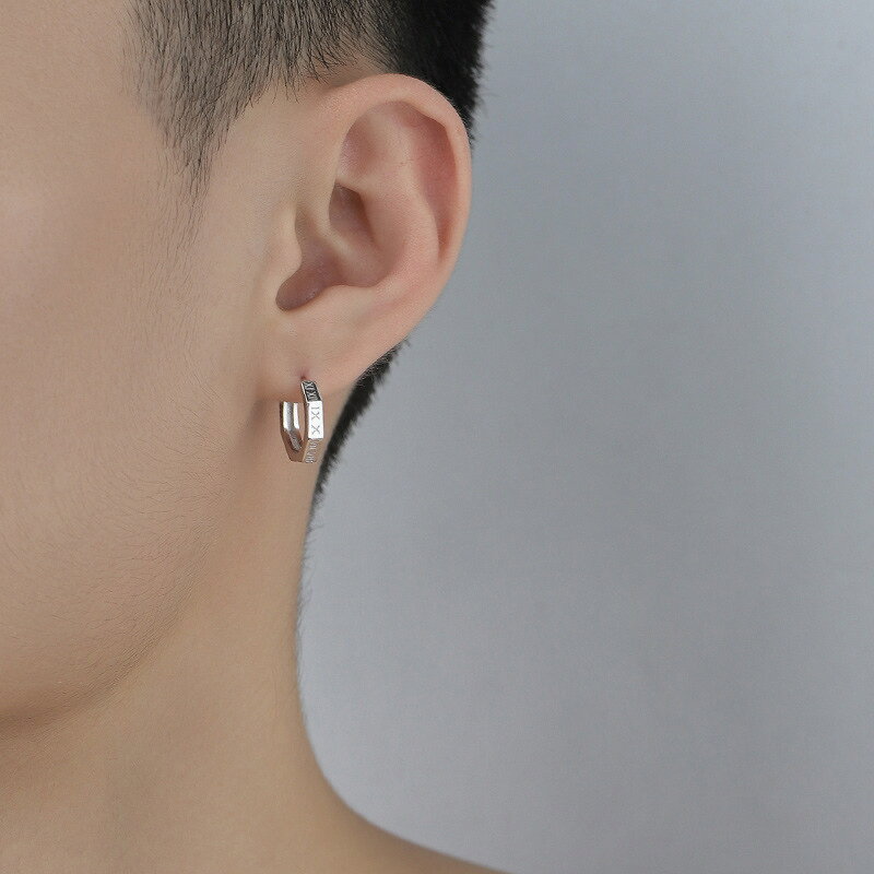 送料無料 ピアス メンズ フープピアス アクセサリー 男性用 リングタイプ シルバー...