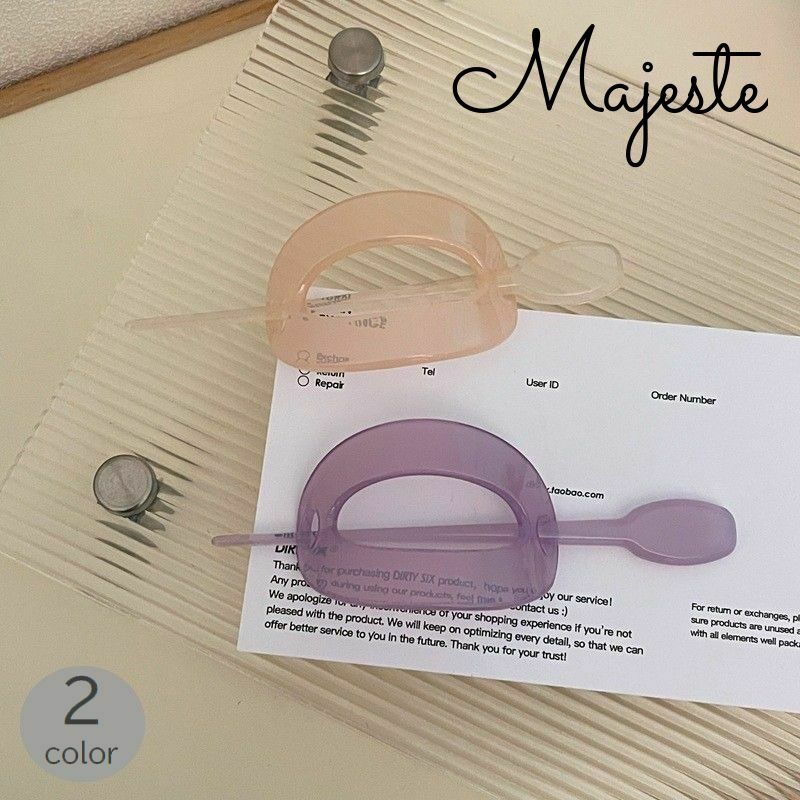 送料無料 マジェステ かんざし レディース 女性用 ヘアアクセサリー クリアカラー 透け感 オーバル型 ..