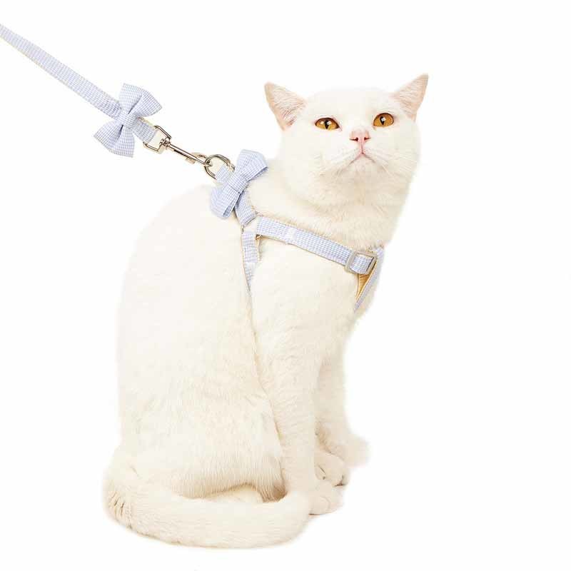 送料無料 ハーネス リード 2点セット ペット用品 猫用 犬用 小型犬 リボン 千鳥格子 チェック リーシュ 胴輪 散歩紐 牽引紐 平紐 おしゃれ かわいい お出かけ お散歩 ネコ ねこ イヌ いぬ キャットグッズ 2