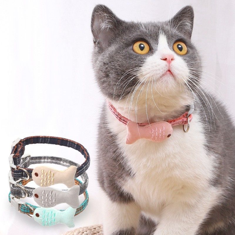 送料無料 首輪 カラー ペット用チョーカー 猫 犬 ねこ キャット 魚 モチーフ付き ...