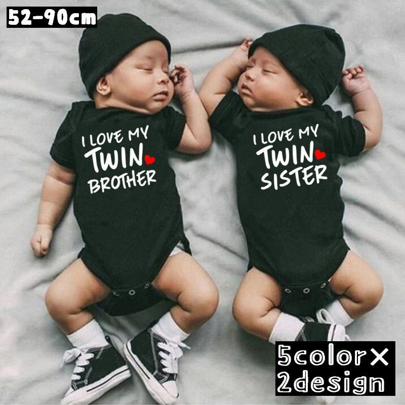 送料無料 ロンパース カバーオール 半袖 子供服 ベビー服 Tシャツ 赤ちゃん 兄弟 姉妹 お揃い ペアルッ..