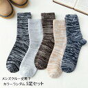 送料無料 靴下 5足セット ソックス クルー丈 厚手 メンズ 紳士用 男性用 シンプル 無地 単色 防寒 暖かい ミックスカラー あったか おしゃれ 普段使い ...