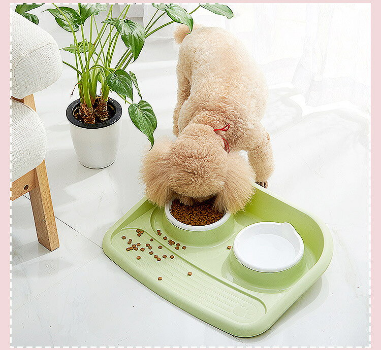 送料無料 ペット用食器 フードボウル ウォーターボウル 2個セット ダブル 犬用 猫用 ペット用品 お食事グッズ エサ入れ 水入れ 台 お盆 トレイ付き えさ置き 水飲み容器 餌 2カップ 2皿 2in1 イヌ いぬ ネコ ねこ キャット