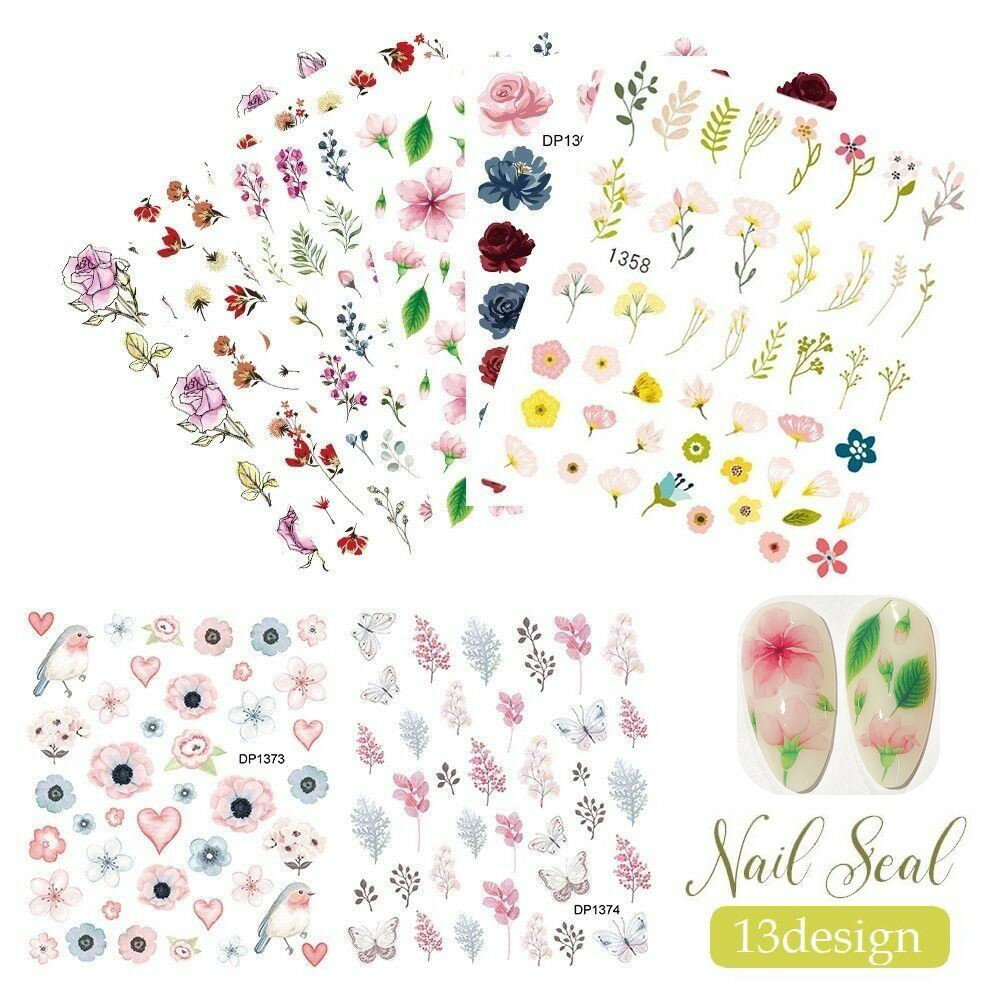 送料無料 ネイルシール ネイルステッカー デコシール フラワー ボタニカル 花柄 ちょうちょ バタフライ..