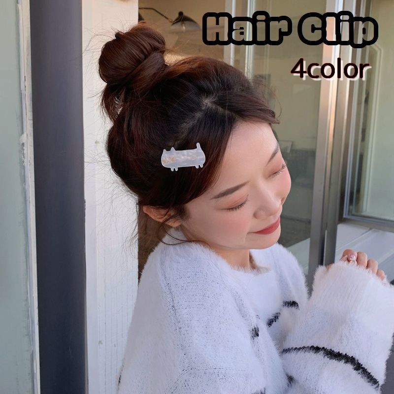 送料無料 ヘアクリップ サイドクリップ ヘアアクセサリー 前髪 髪飾り バレッタ ヘアピン クリップ 猫 ネコ かわいい キュート 癒し ワンポイント ピンク ホワイト