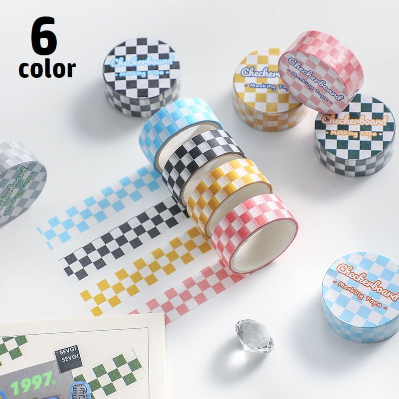 送料無料 マスキングテープ 紙テープ 3m マステ 幅広 ブロックチェック柄 DIY デコレーション 装飾 ラッピング ギフト アレンジ スクラップブッキング ...