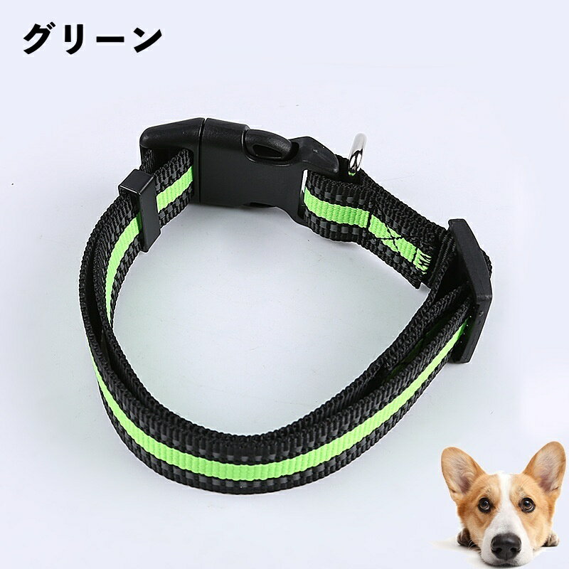 送料無料 首輪 バックル付き ペット用 犬用 猫用 小型犬 中型犬 大型犬 夜光 反射 お散歩 お出かけ シンプル カジュアル ペット用品 ペットグッズ