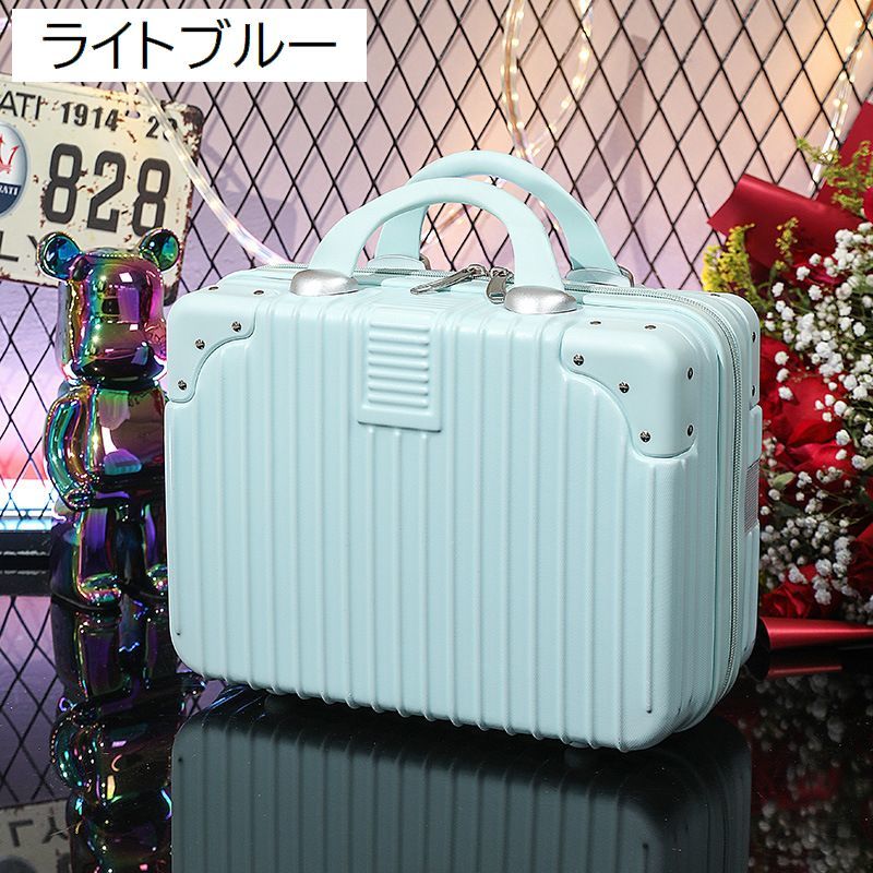 送料無料 ミニトランクケース ミニスーツケース 小型 メイクボックス コスメボックス 鞄 化粧品収納 小物入れ 手提げ ファスナー 四角形 スクエア型 機内持ち込み 旅行用カバン トラベル laforest-10084628 LaForest サンプル画像2
