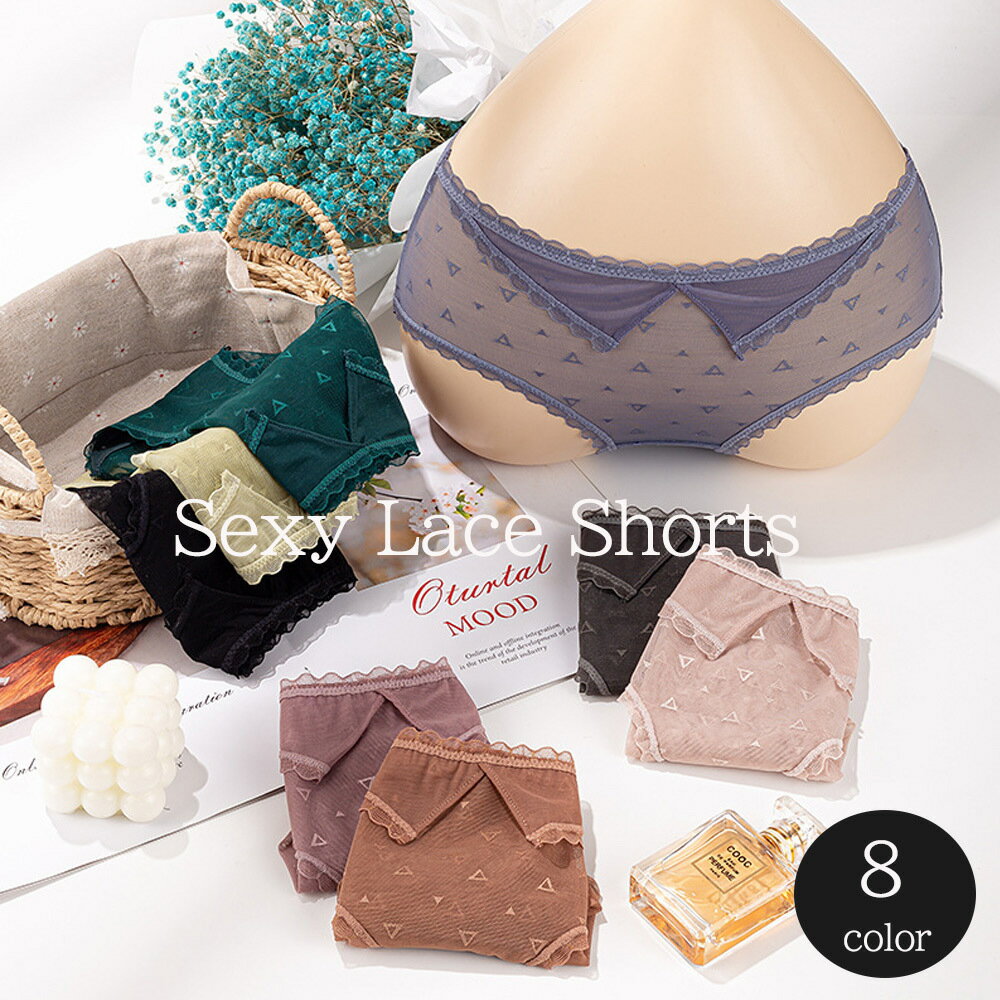送料無料 スタンダードショーツ レディース 女性用 インナー 下着 パンツ 総レース シースルー 透け感 フリル 襟 三角 セクシー 可愛い おしゃれ フルバック パンティ ランジェリー アンダーウェア 婦人用