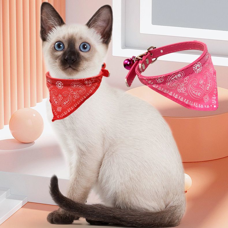 送料無料 猫用首輪 ペット用品 ねこ ネコ カラー バンダナ風 ベルトタイプ 鈴付き ...