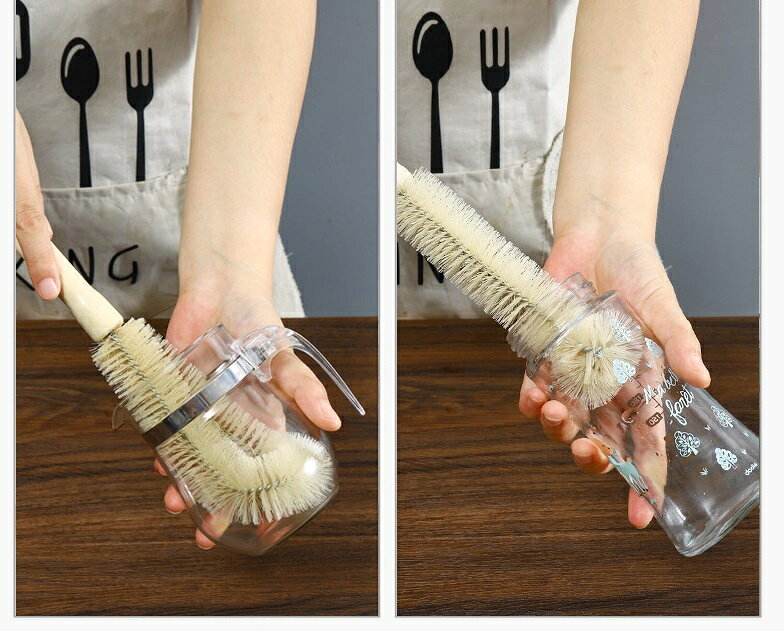 送料無料 ボトルブラシ 柄付きブラシ ロングブラシ グラスブラシ 水筒ブラシ コップブラシ キッチン用品 洗浄 ガラスクリーナー 哺乳瓶 台所用品 掃除用品 便利グッズ 多用途 ブラシ シンプル ナチュラル 木製 ベージュ laforest-10100754 LaForest サンプル画像2