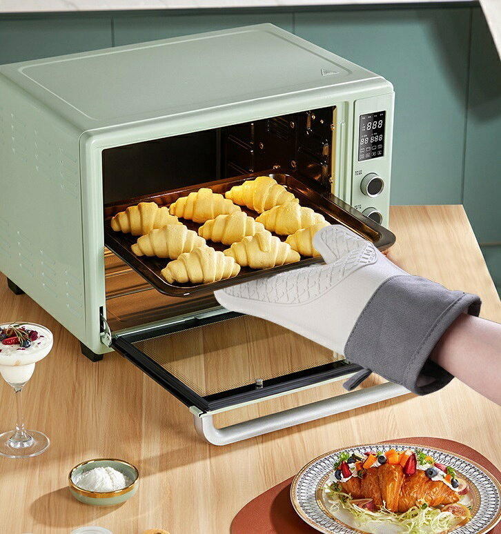 鍋つかみ シリコンミトン キッチンミトン 片手用 単品 手袋 防水 オーブンミトン キッチングローブ 台所用品 キッチン用品 耐熱 断熱 電子レンジ ループ付き オーブンレンジ 格子柄 やわらかい ソフト おしゃれ かわいい ナチュラル シンプル オフホワイト 灰 ピンク 緑 laforest-10104457 LaForest サンプル画像3