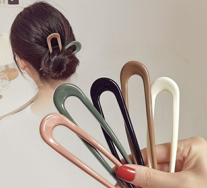 送料無料 かんざし 簪 U字 レディース 女性 婦人 ヘアアクセサリー 髪飾り Uピン ヘアピン ヘアアレンジ まとめ髪 髪留め 挿すだけ ヘアコーム アップスタイル シンプル かわいい カジュアル 定番 ベーシック おしゃれ 黒 白 茶 灰 ピンク