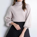 送料無料 リブニットトップス ぽわん袖 長袖 もちもちニット レディース トップス ハイネック 着回し力 シンプル ボリュームスリーブ ドロップショルダー おしゃれ きれいめ