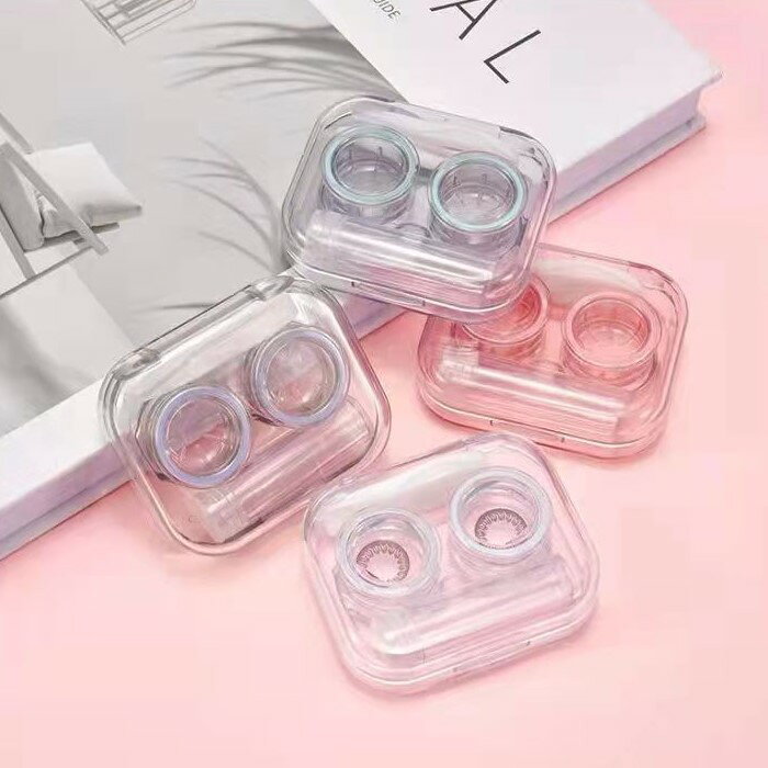 送料無料 ソフトレンズ用コンタクトケース ソフトコンタクトケース レディース 女性 メンズ 男性 ユニセックス 男女兼用 ソフト用 スクエア 四角形 ピンセット付き 透明 クリア ピンク ブルー シンプル カジュアル 旅行 お出かけ レジャー (3)