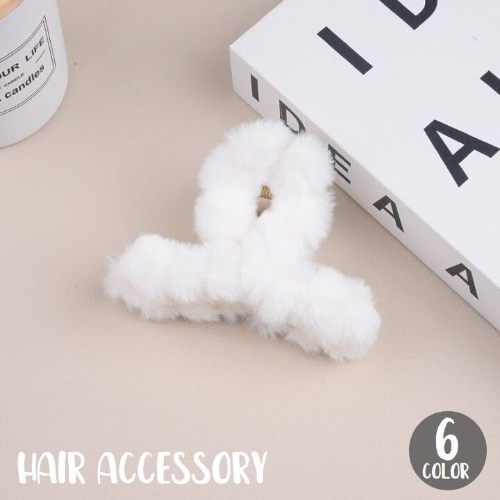 Rakuten - 送料無料 バンスクリップ ヘアクリップ レディース 女性用 ヘアアクセサリー フェイクファー ふわふわ もこもこ かわいい おしゃれ