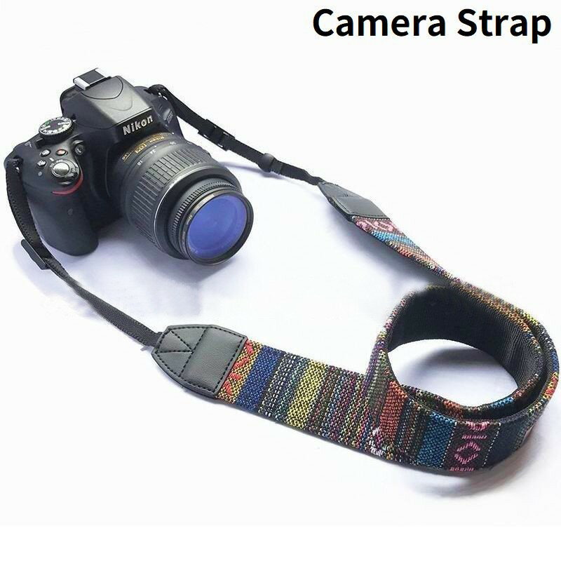 送料無料 カメラストラップ エスニック 幅広 一眼レフ ミラーレス デジカメ ショルダーストラップ ネックストラップ 肩掛け 斜めがけ 首掛け ボーダー柄 民族...
