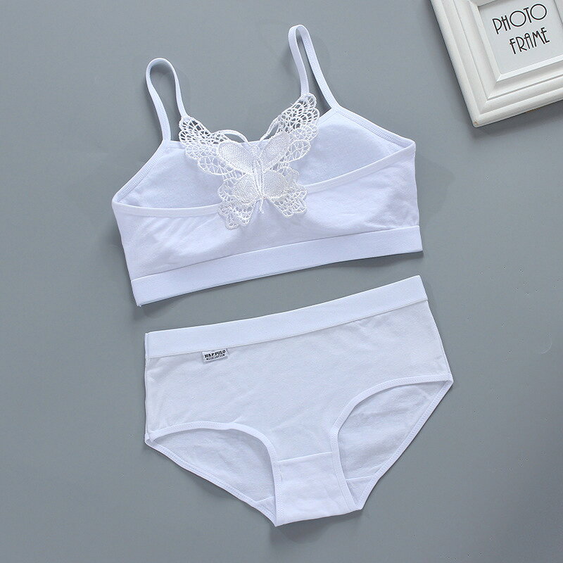 送料無料 インナーセット ジュニアブラ ショーツ 上下セット キッズ ジュニア 女の子 女児 下着 ブラジャー ノンワイヤー パット入り 取外し スポーツブラ 3