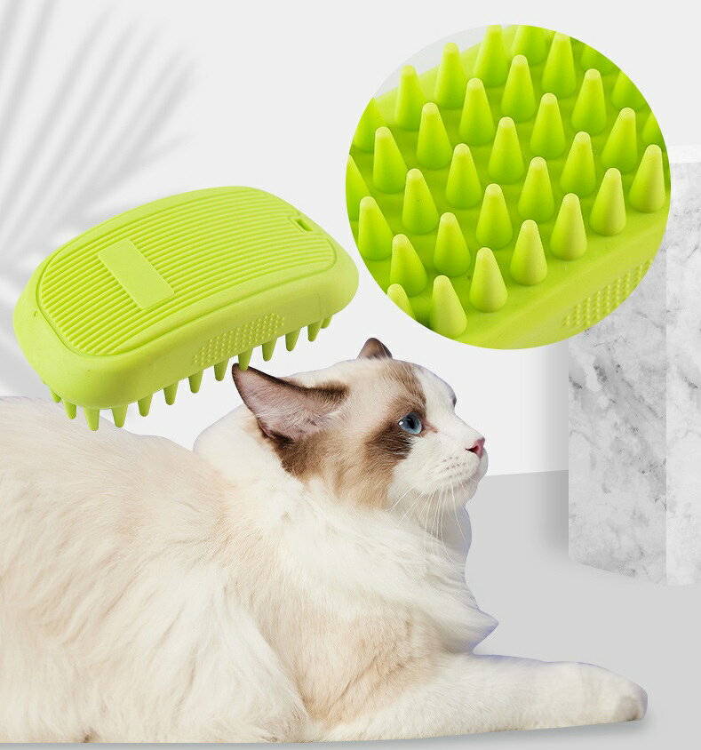 LaForestの送料無料 ペット用ブラシ シャンプーブラシ ブラシ ペット用品 バスブラシ バス用品 グルーミング 犬用 猫用 お手入れ 抜け毛取り 抜け毛除去 お風呂 ソフト やわらかい かわいい おしゃれ コンパクト 小さめ 緑 橙｜アングル2