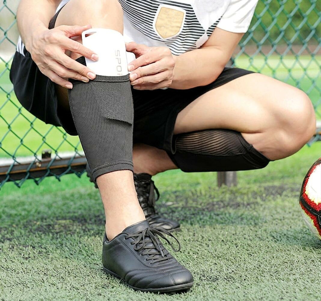 LaForestの送料無料 シンガード すね当て 両足用 大人用 脛当て すね カバー サッカー フットサル スポーツ ロゴ入り SPORTS 保護 怪我対策｜アングル3