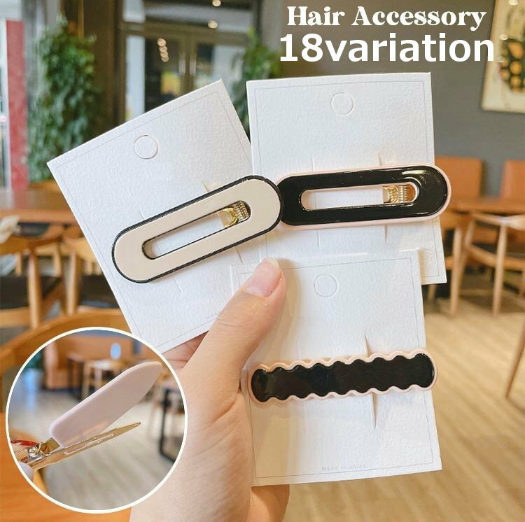 送料無料 ヘアクリップ 単品 1個 レディース ヘアアクセサリー 髪飾り 髪留め ヘアアレンジ チェック柄 白黒 楕円形 波 可愛い おしゃれ カジュアル 女性 婦人 外出 お出掛け