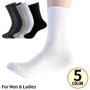 送料無料 クルーソックス メンズ レディース 男女兼用 靴下 くつ下 リブ 無地 シンプル カジュアル 吸汗 春 夏 秋 冬 フリーサイズ