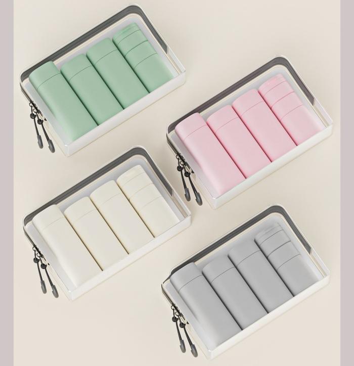送料無料 トラベルボトル 5点セット ポーチ付き 日用品雑貨 詰め替え容器 旅行用品...
