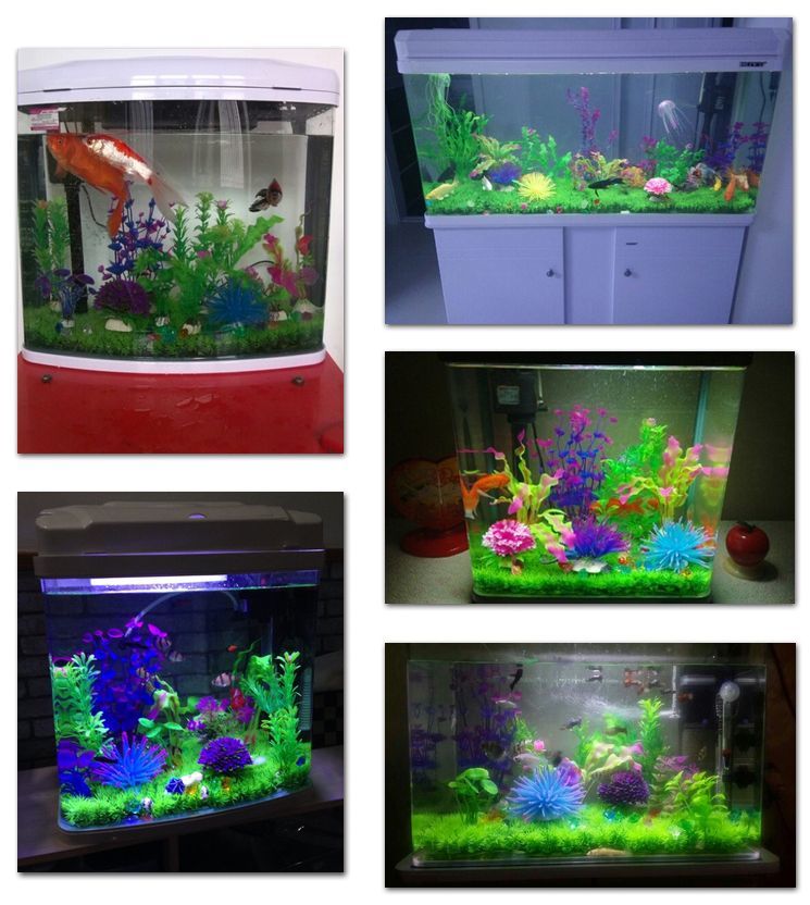 送料無料 水槽用 人工水草 人工芝生 プラスチック製 オーナメント アクアリウムプ...