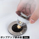 送料無料 排水栓 ポップアップ プッシュ式 洗面台 洗面所 排水金具 排水口 蓋 ごみ受け 詰まり防止 交換 後付け 簡単取り付け 水回り