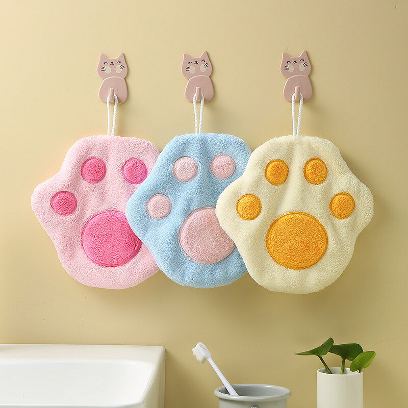 LaForestの送料無料 ループ付きタオル ハンドタオル ミニタオル ハンドタオル ネコ 猫 肉球 かわいい おしゃれ キッチン用品 日用雑貨 吸水｜アングル3