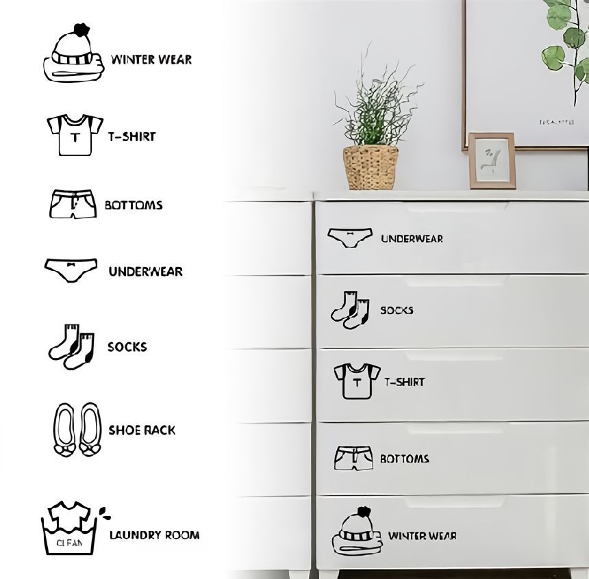 LaForestの送料無料 ウォールステッカー 壁紙シール DIY 室内装飾 タンス クローゼット 引き出し 子供部屋 片付け 整理整頓 衣類 下着 靴下｜アングル3