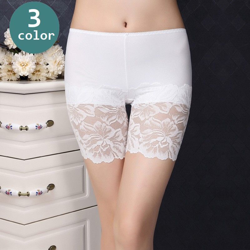 送料無料 ペチパンツ タップパンツ レディース インナーパンツ 3分丈 レース 花柄 透け感 肌着 透け防止 女性用 婦人用 見せパン チラ見え防止 パンチラ防...