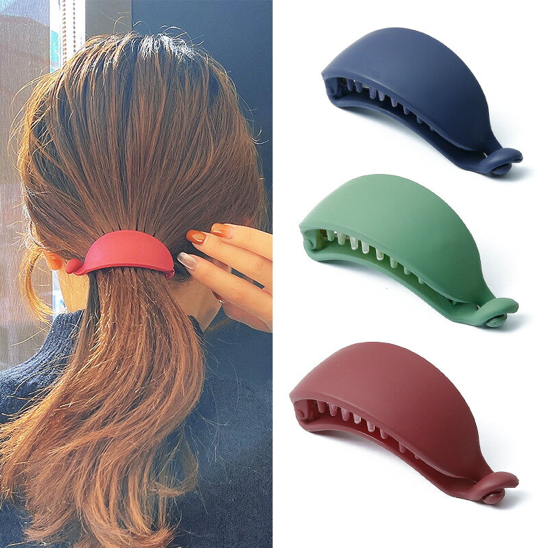LaForestの送料無料 ヘアクリップ バナナクリップ レディース 女性用 ヘアアクセサリー ソリッドカラー 単色 シンプル ヘアアレンジ まとめ髪 髪留め 髪飾り きれいめ お出かけ お呼ばれ おしゃれ 大人かわいい｜アングル2