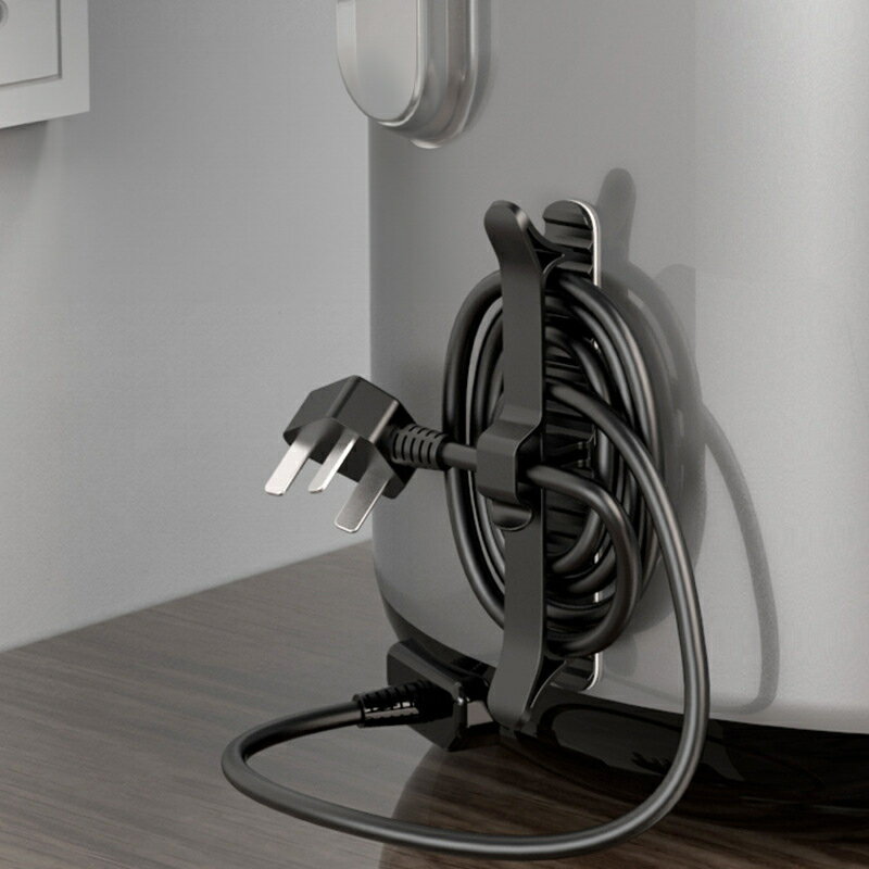 送料無料 ケーブルホルダー キッチン家電 コンセント 配線収納 電源コード巻き取り まとめる 曲面固定 フック 整理整頓 粘着式両面テープ