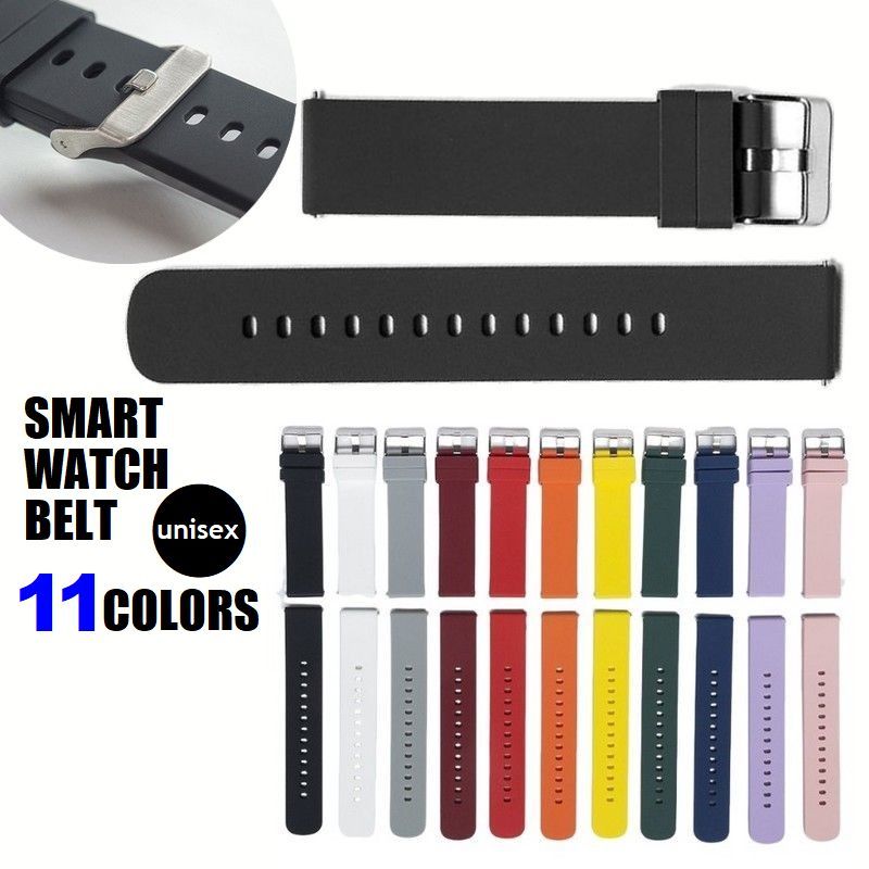 送料無料 スマートウォッチ 交換用ベルト 20mm HUAWEI Samsung Xiaomi シリコン 互換バンド ファーウェイ サムスン シャオミ シリコン 替えバンド 無地 単色 スポーツ 通勤 通学 柔らか 軽量 ブラック ホワイト イエロー グリーン ブルー ピンク