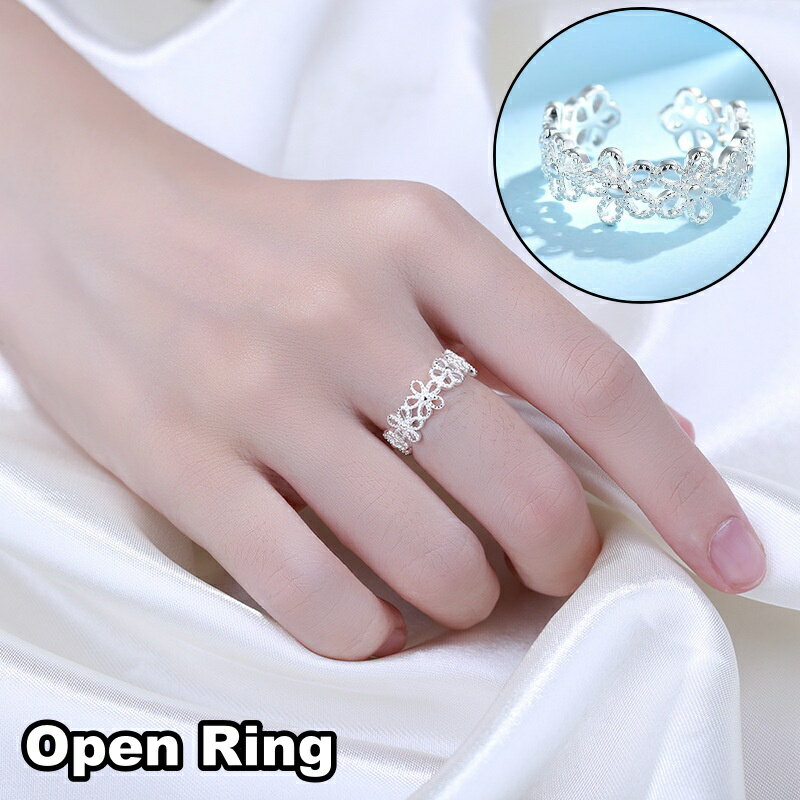 乐天商城 - 送料無料 オープンリング 指輪 レディース 女性 アクセサリー フラワー お花 お洒落 大人可愛い お出かけ 普段使い デイリー 贈り物 誕生日 ギフト プレゼント ファッション小物 フリーサイズ
