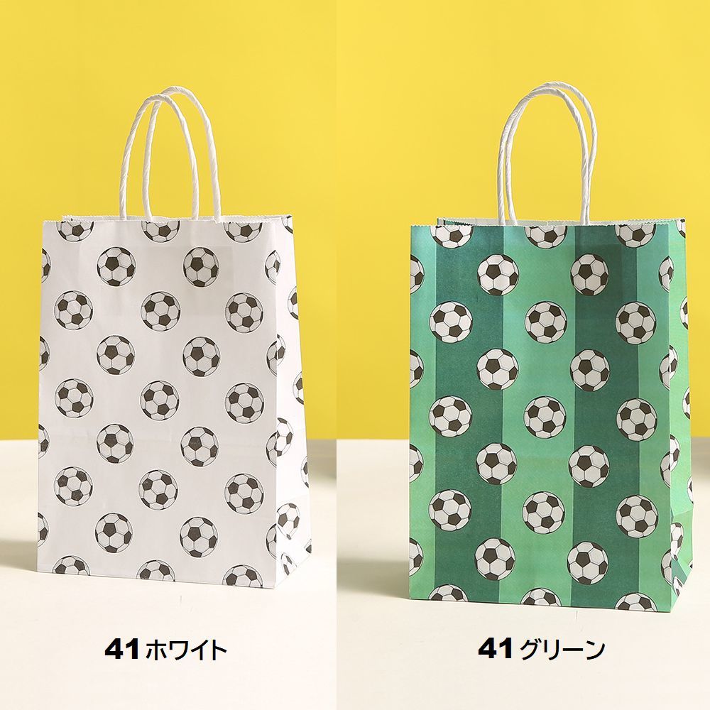 LaForestの送料無料 紙袋 手提げ ペーパーバッグ 4枚セット ギフトバッグ ラッピングバッグ 縦21cm 横幅15cm プレゼント用 ギフト用 紙手提げ サッカー 野球 バスケ ラグビー ボールモチーフ｜アングル2