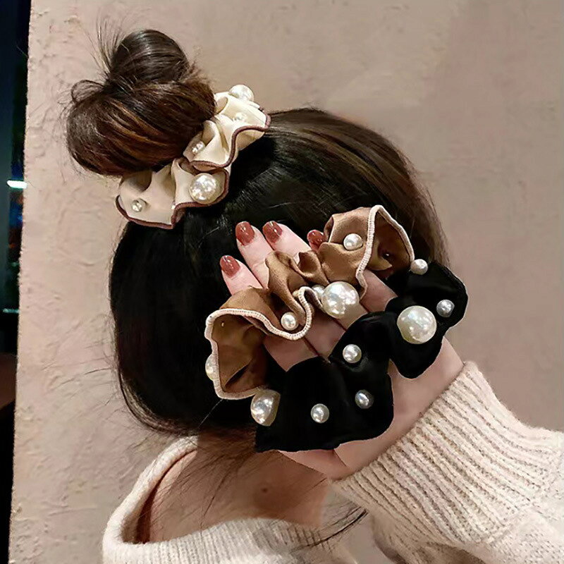 送料無料 シュシュ ヘアゴム 髪留め フェイクパール レディース 女性用 ヘアアクセ...