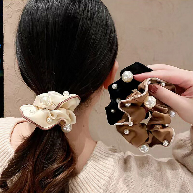 送料無料 シュシュ ヘアゴム 髪留め フェイクパール レディース 女性用 ヘアアクセ...