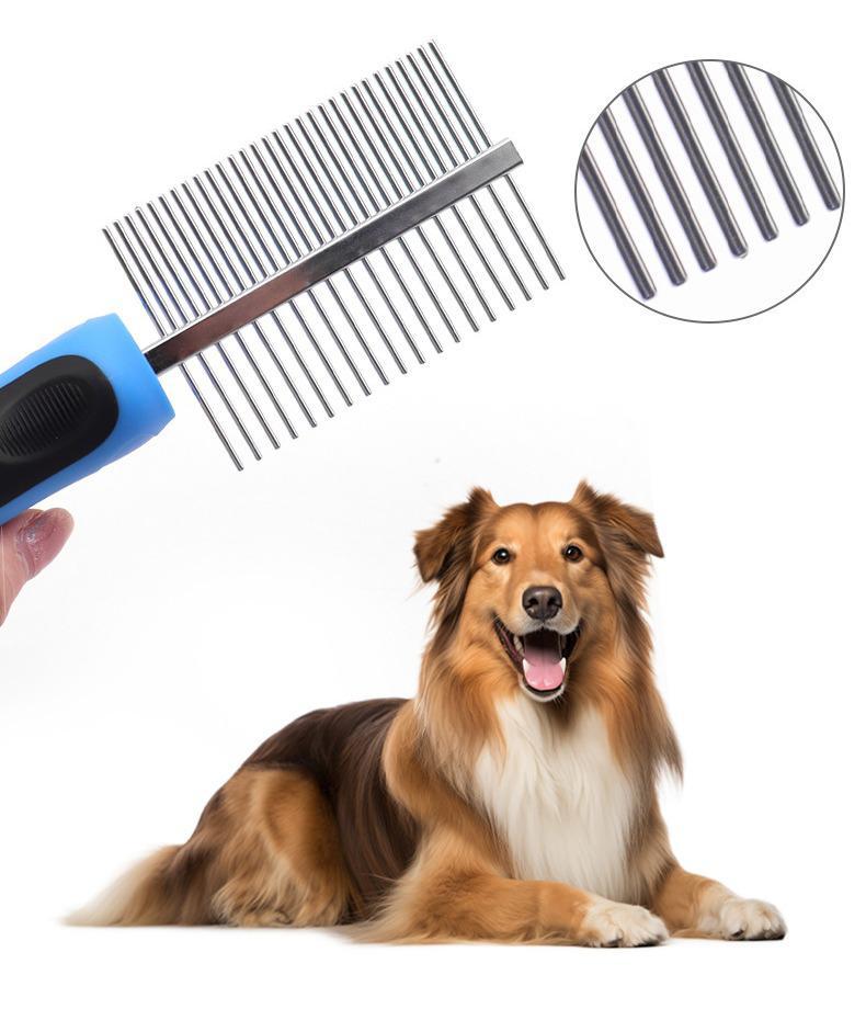 LaForestの送料無料 ペット用コーム クシ ブラシ 犬 猫 くし 櫛 ブラッシング グルーミング カット コーム 粗目 細目 2way 犬用 猫用 ペット用 毛並み トリミング ケア シンプル 犬用品 猫用品 お手入れ｜アングル3