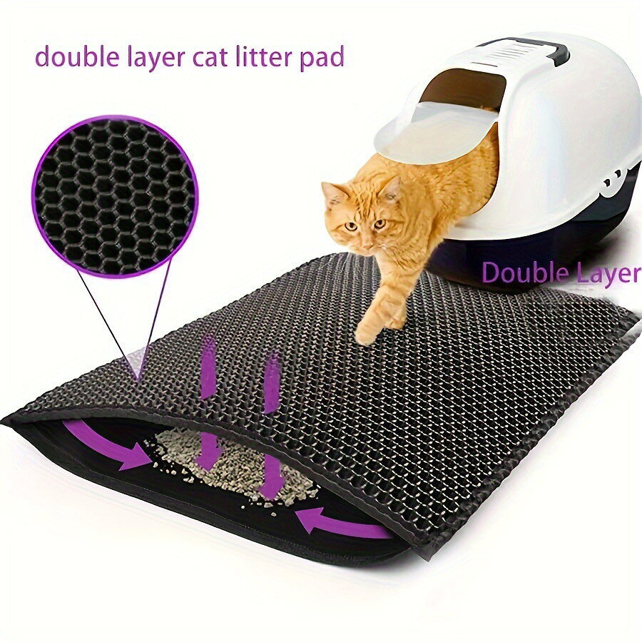 LaForestの送料無料 猫用砂取マット 猫砂マット トイレマット 飛び散り防止 拡散防止 散らかし防止 ペット用品 大きめ ネコ ねこ ペットマット メッシュ 足砂取り 防水 スクエア 四角 シンプル キャットグッズ｜アングル3
